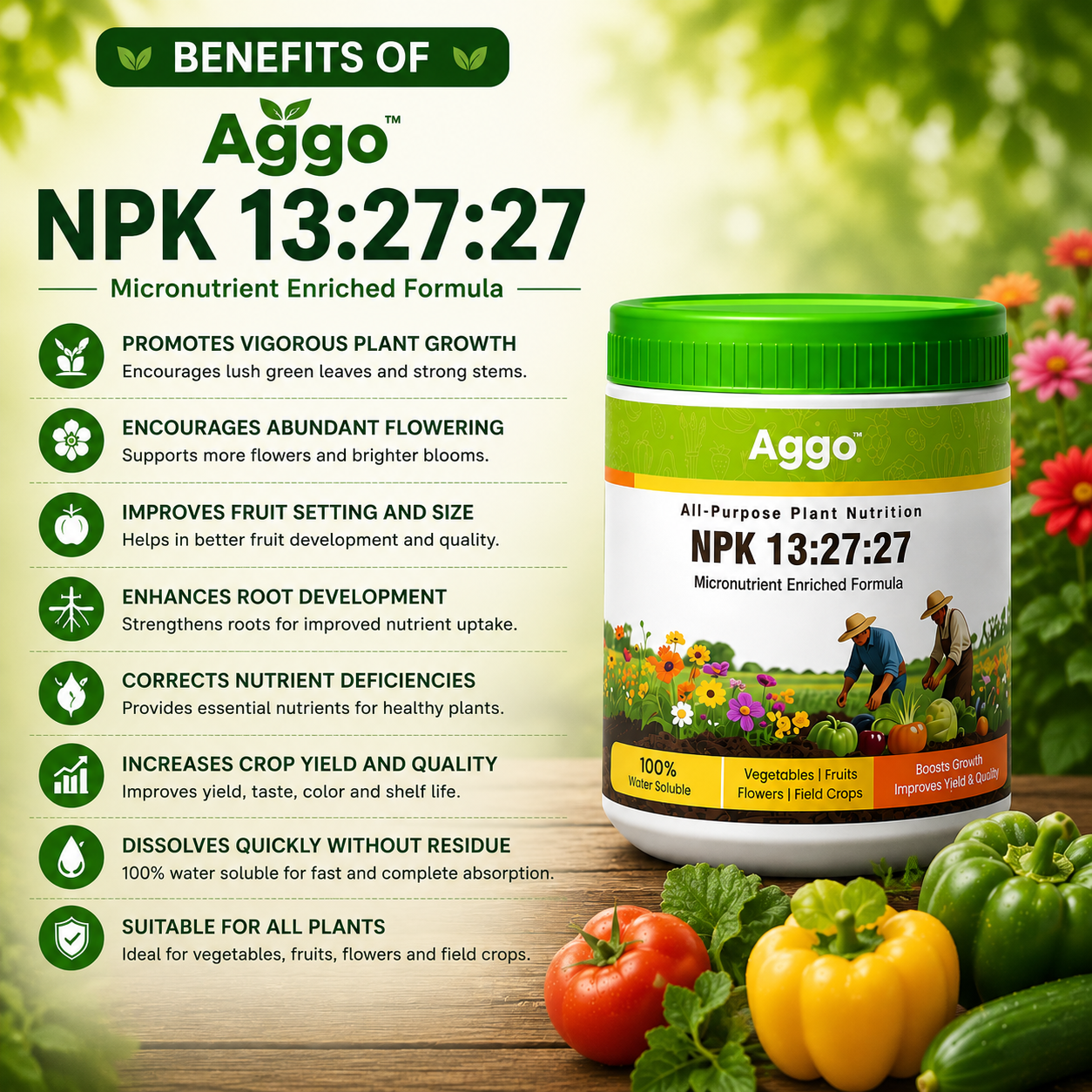 2 Aggo Plant Food NPK 13:27:27 Water Soluble Fertilizer | 500g - Image 3